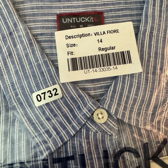 Untuckit Villa Fiore Long Sleeve Button Down Blue & White Stripe - Picture 9 of 9